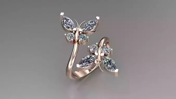 butterfly ring women ring solitair cad