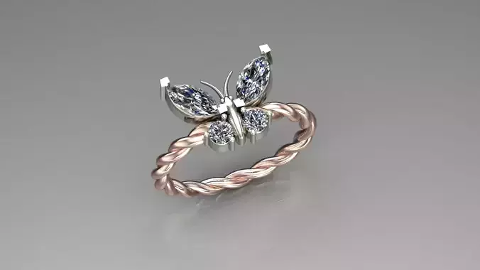 butterfly ring solitare women ring