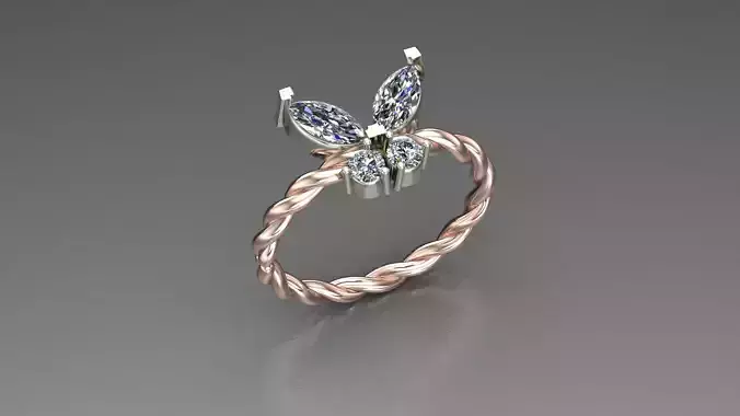 butterfly diamond women ring