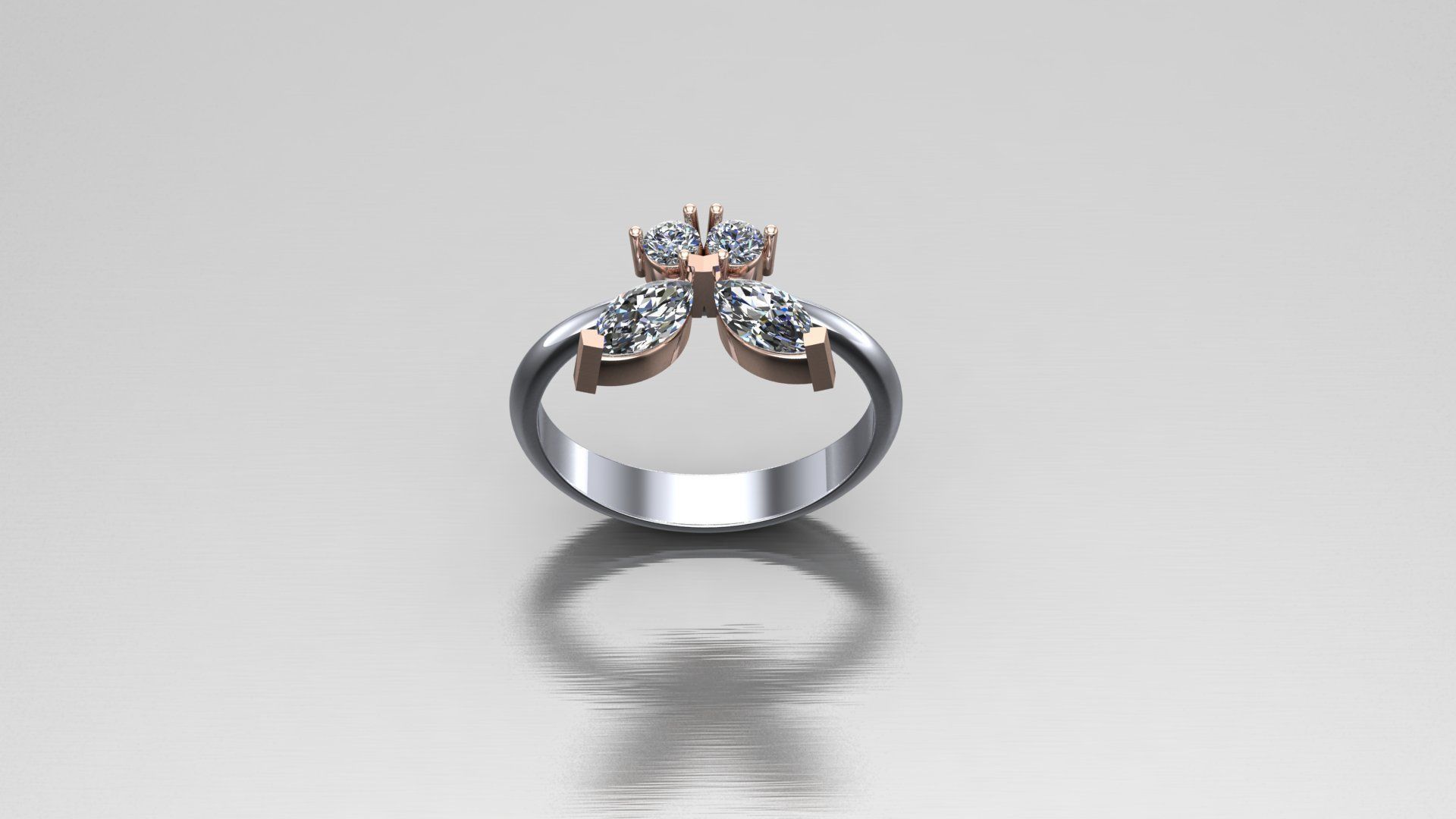 Butterfly diamond ring  3D model_4