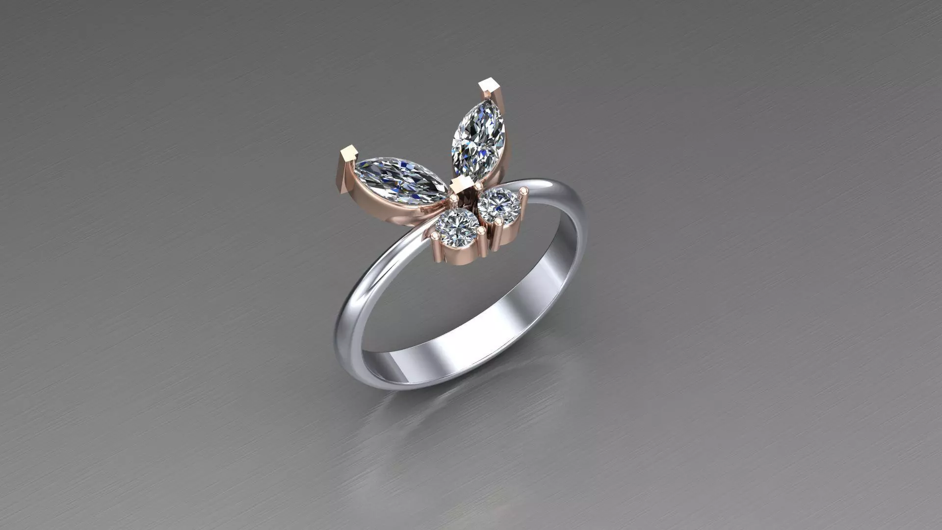 Butterfly diamond ring  3D model_0