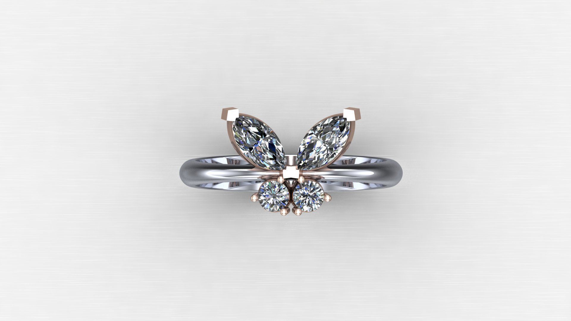 Butterfly diamond ring  3D model_5