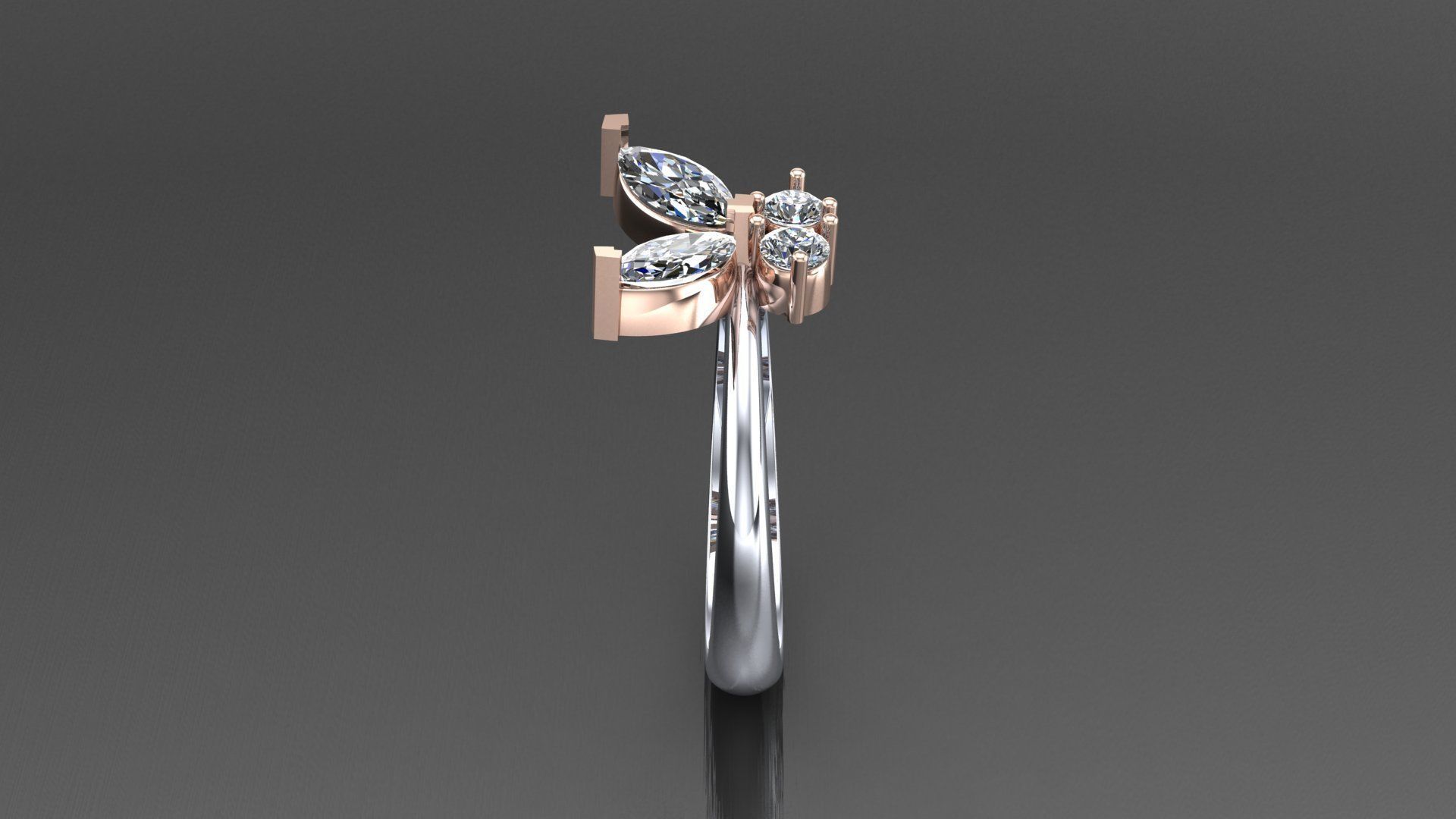 Butterfly diamond ring  3D model_3