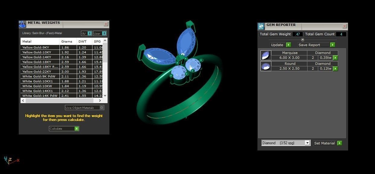 Butterfly diamond ring  3D model_1