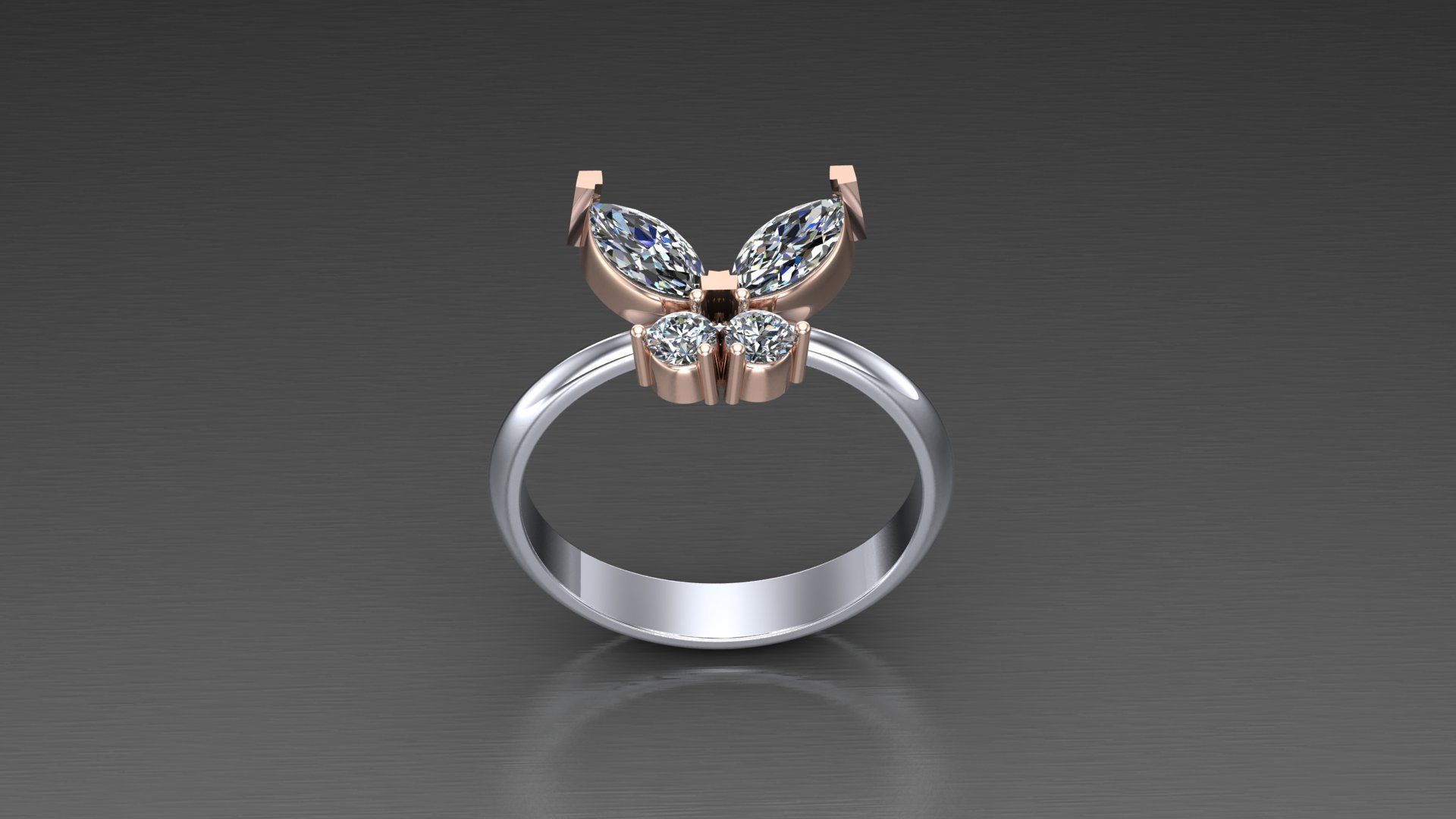 Butterfly diamond ring  3D model_2