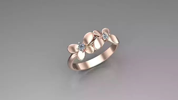 Butterfly women ring light gold