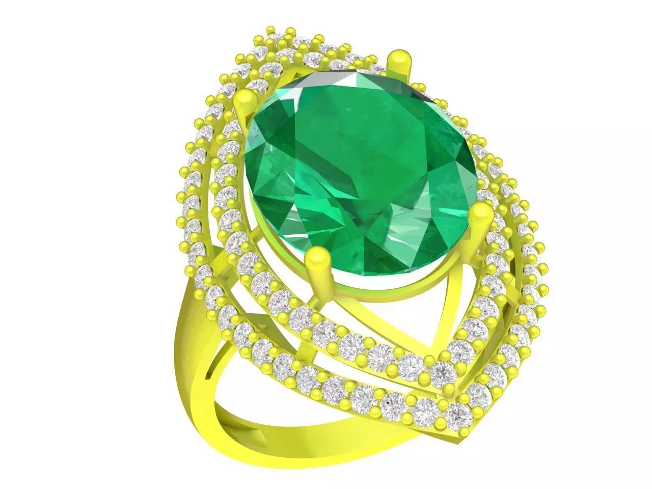 Luxury Oval Gemstone Double Halo Ring 3D Model for Fine Jew 4486 3D print model