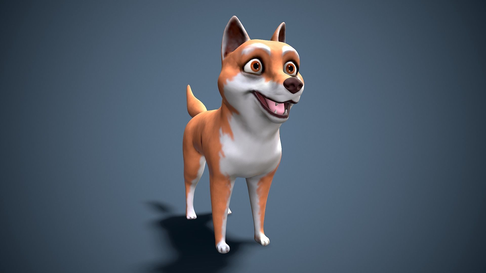 cartoon Akita Inu Low-poly 3D model_3