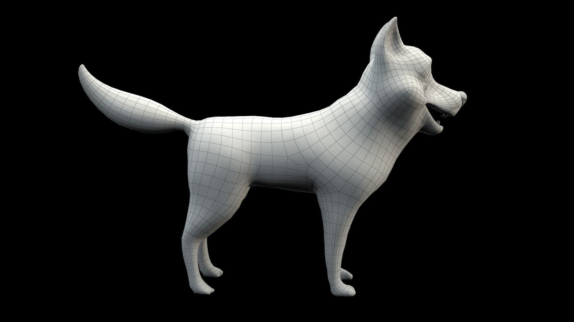 cartoon Akita Inu Low-poly 3D model_14