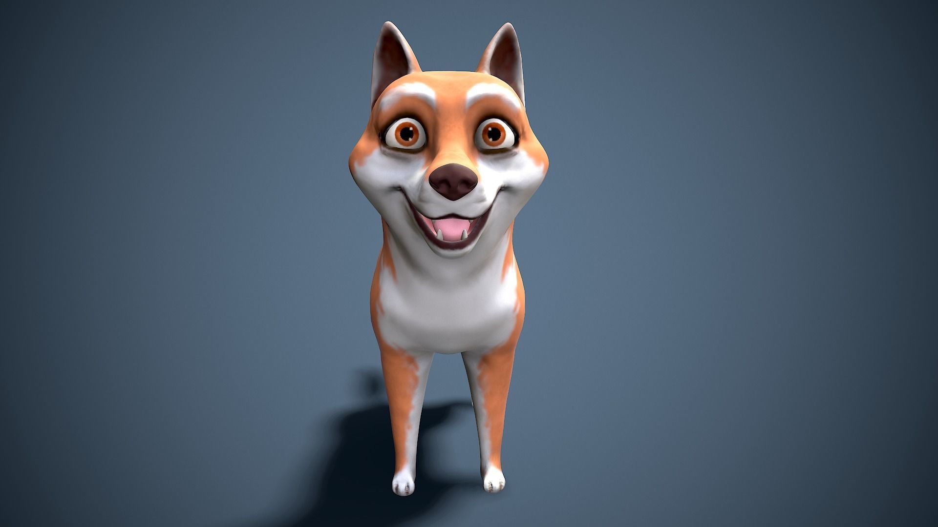 cartoon Akita Inu Low-poly 3D model_11
