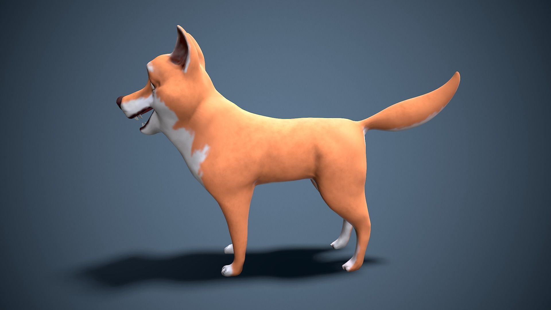 cartoon Akita Inu Low-poly 3D model_9