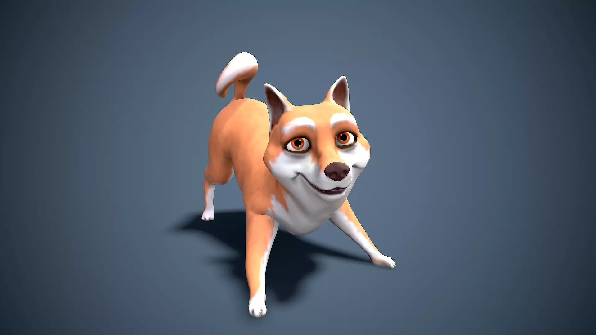 cartoon Akita Inu Low-poly 3D model_0