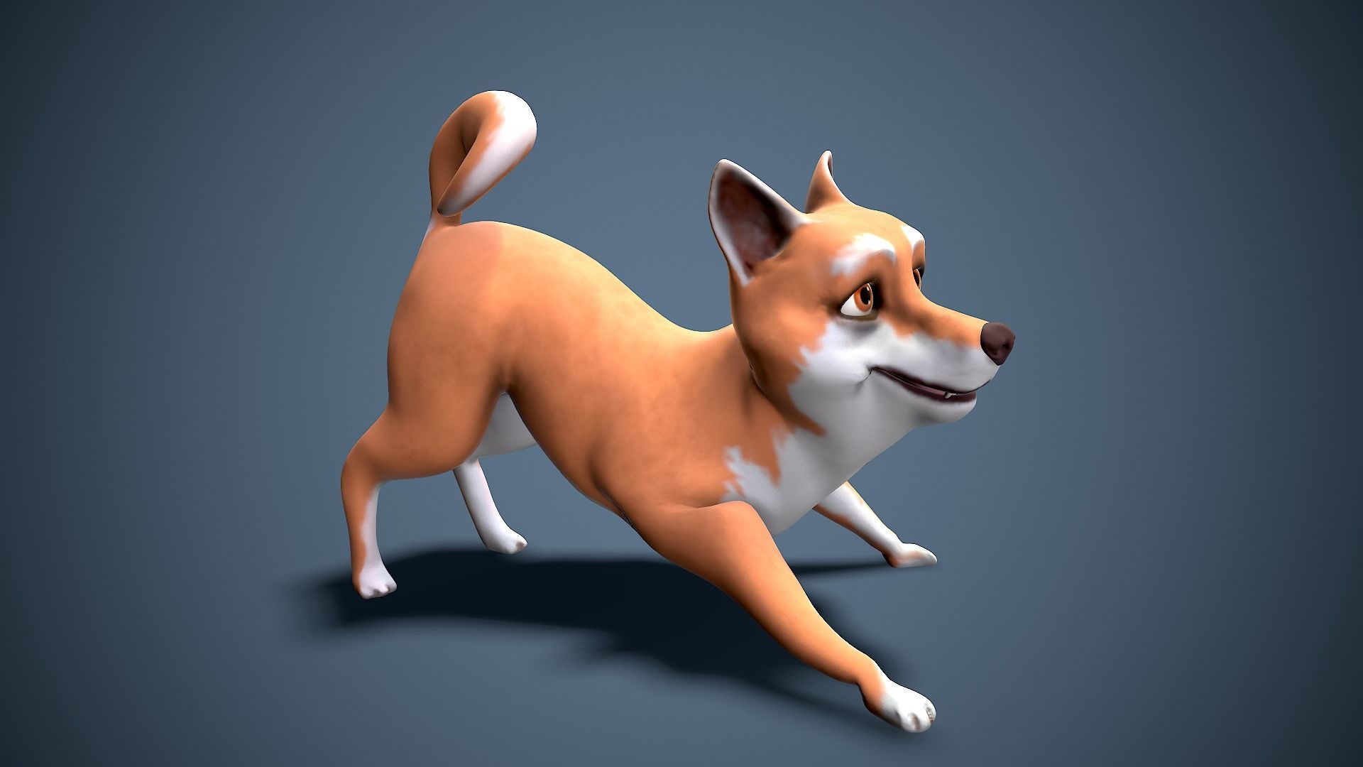 cartoon Akita Inu Low-poly 3D model_2