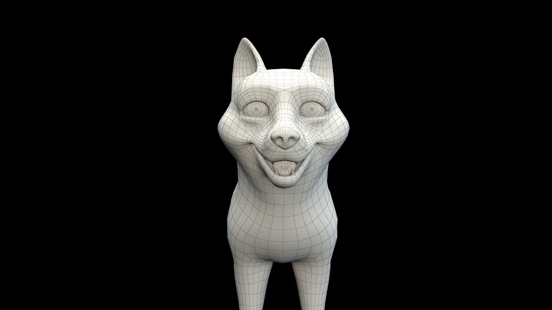 cartoon Akita Inu Low-poly 3D model_15