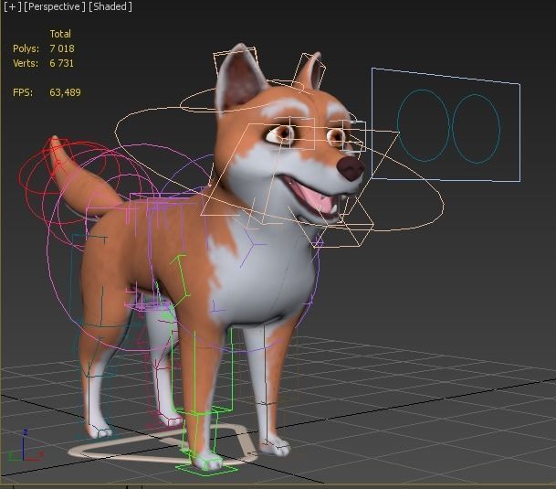 cartoon Akita Inu Low-poly 3D model_12