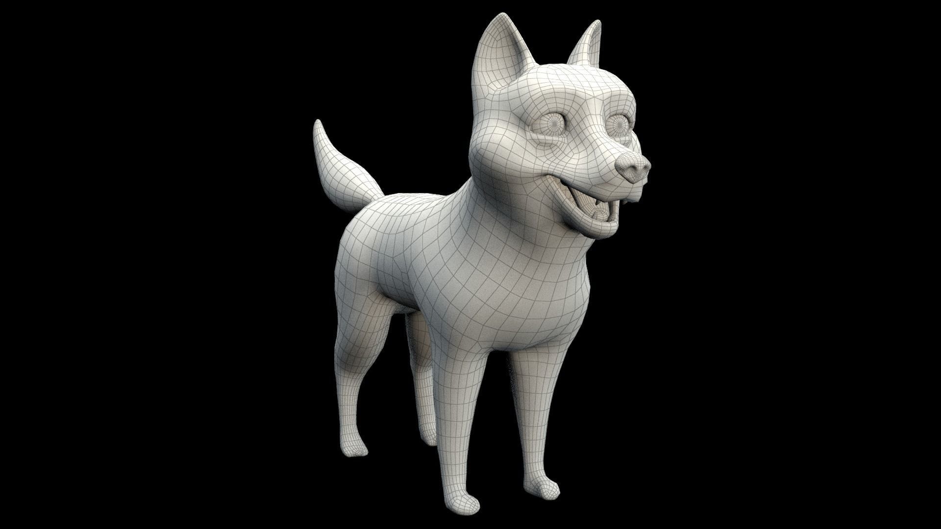 cartoon Akita Inu Low-poly 3D model_13