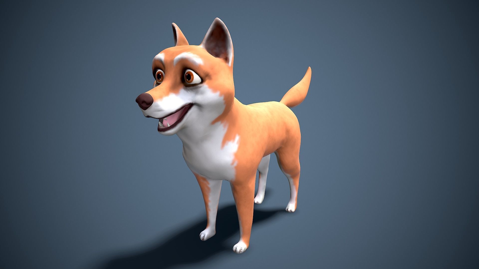 cartoon Akita Inu Low-poly 3D model_10
