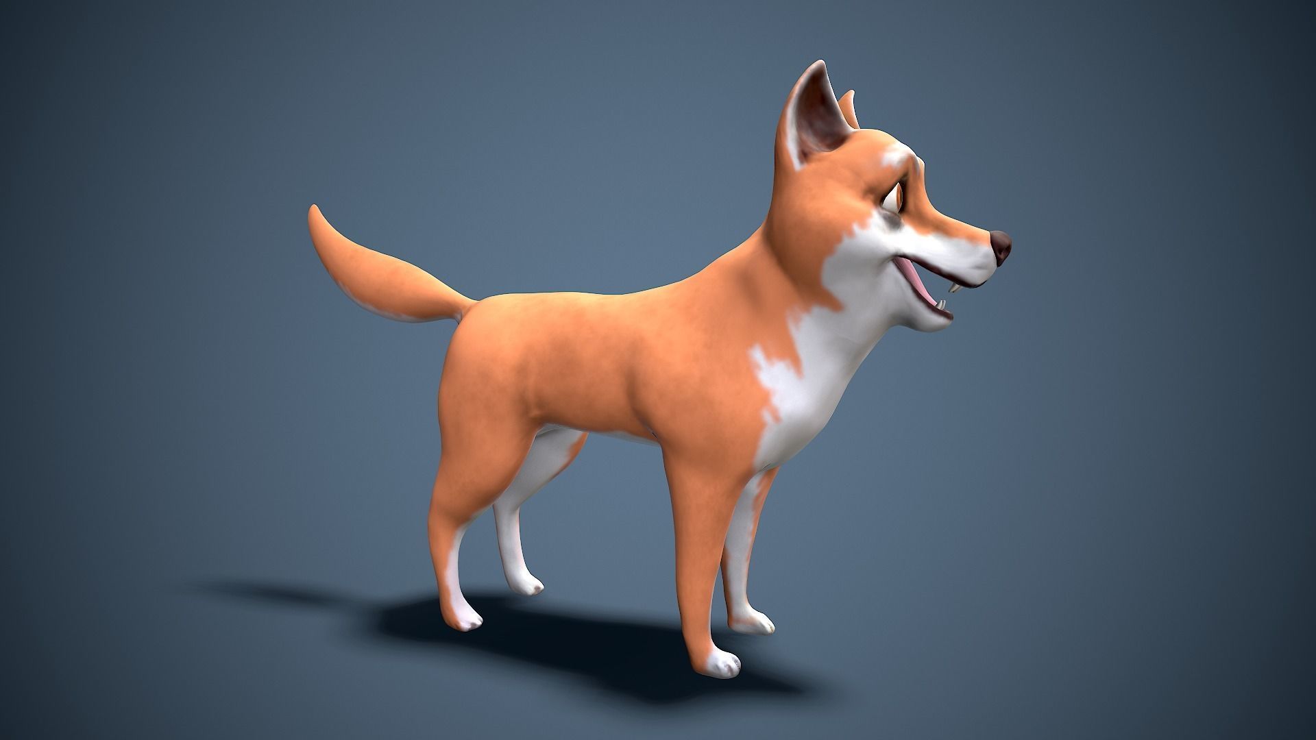 cartoon Akita Inu Low-poly 3D model_4