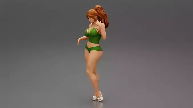 Hot Girl in bikini with long hair 3D print model