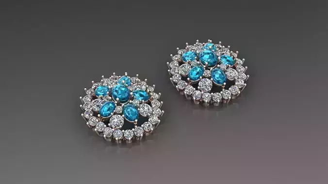 Earring diamond with gem 