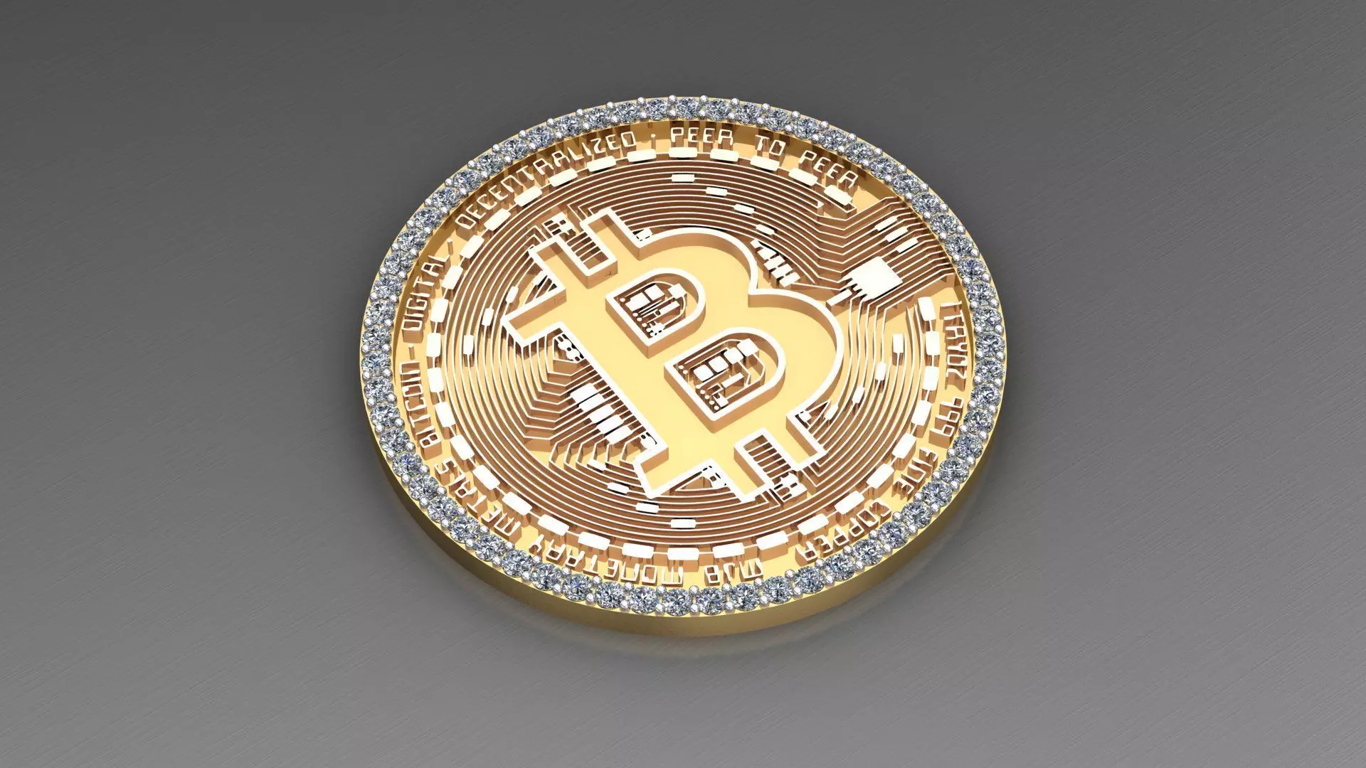 Bitcoin jewelry Pendant 3D model_0