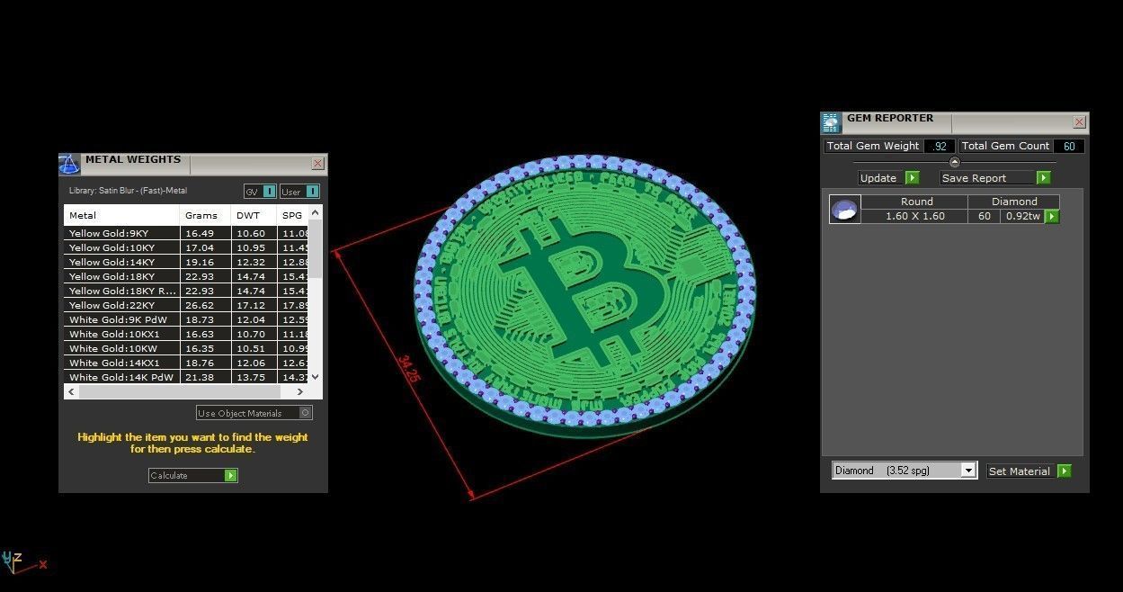 Bitcoin jewelry Pendant 3D model_1