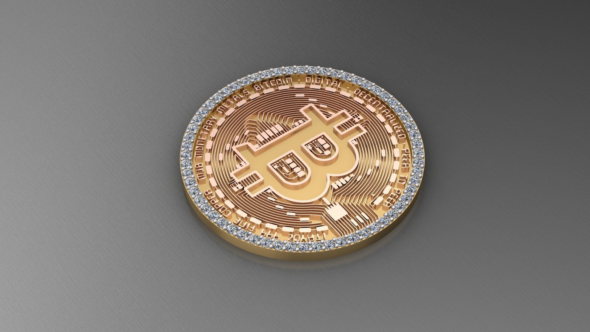 Bitcoin jewelry Pendant 3D model_4