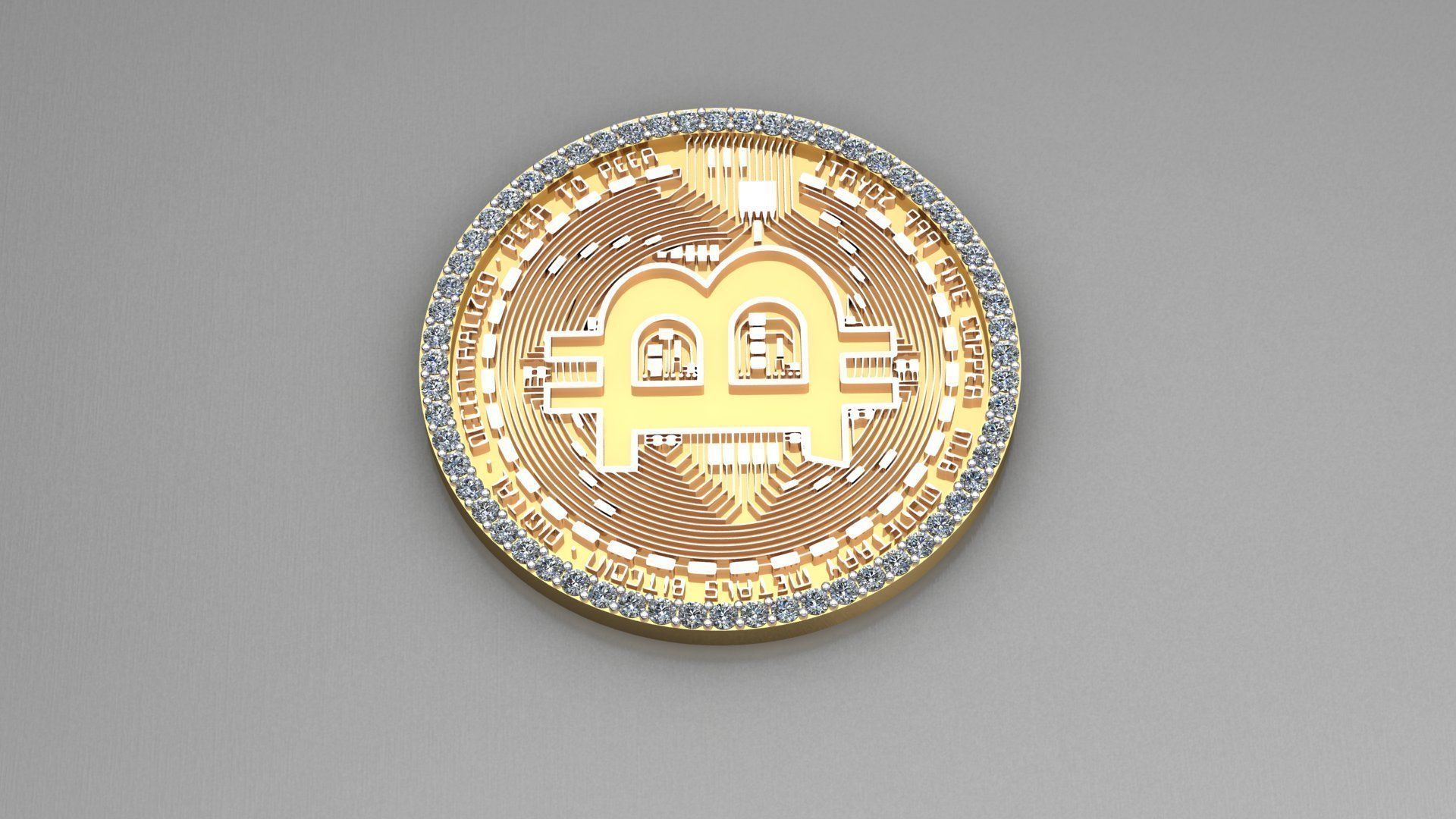 Bitcoin jewelry Pendant 3D model_3