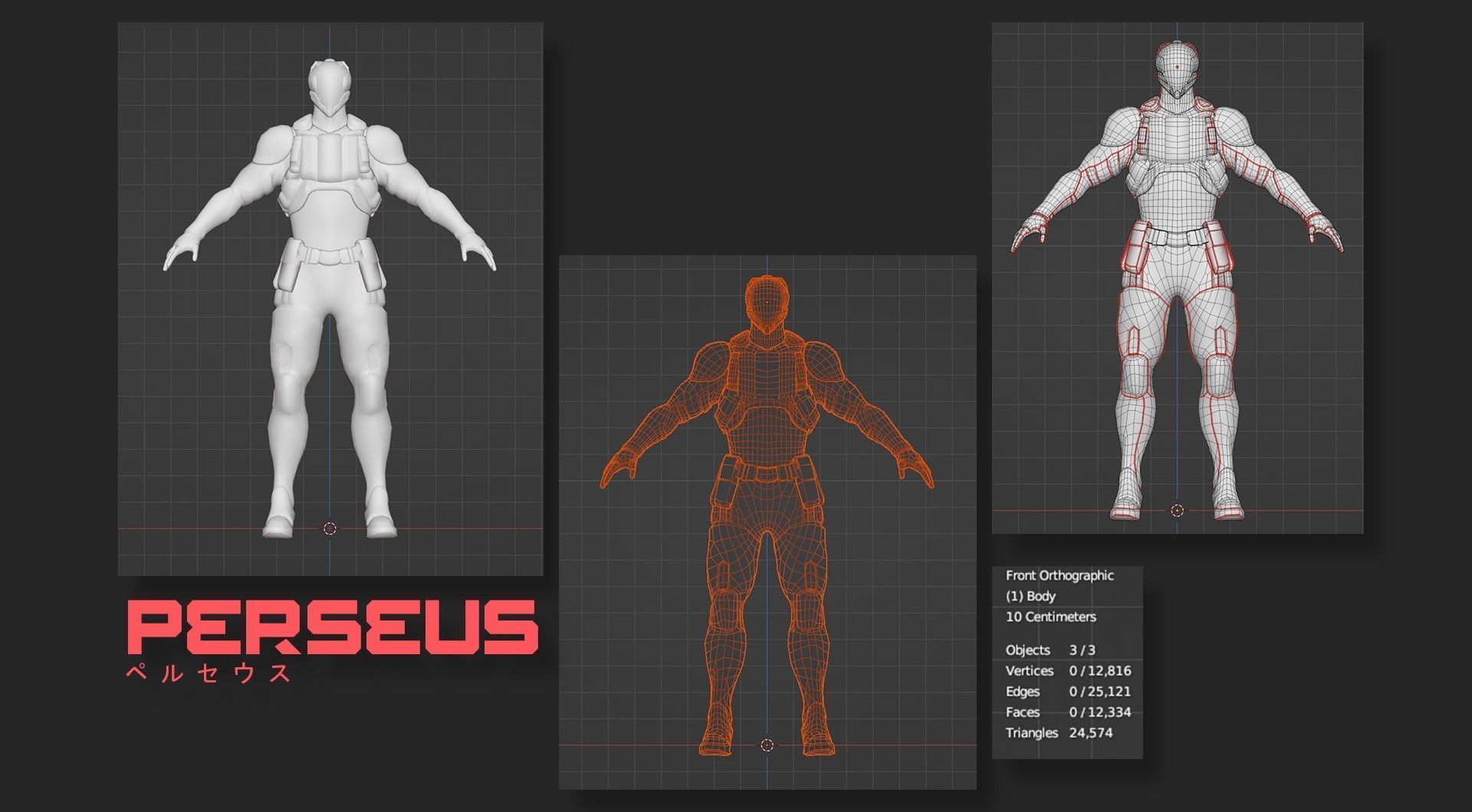 Low Poly - Cybernetic Soldier Perseus - Complete Low-poly 3D model_31