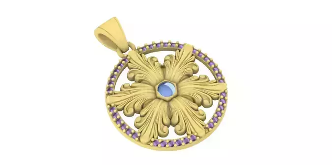Flower Diamond Gold Pendant Design