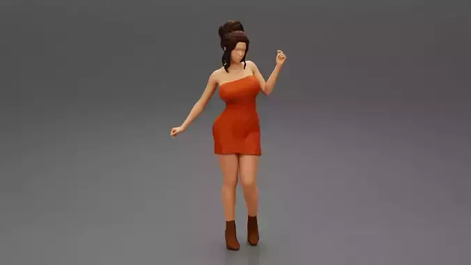 Attractive Woman posing in sexy dress and boots