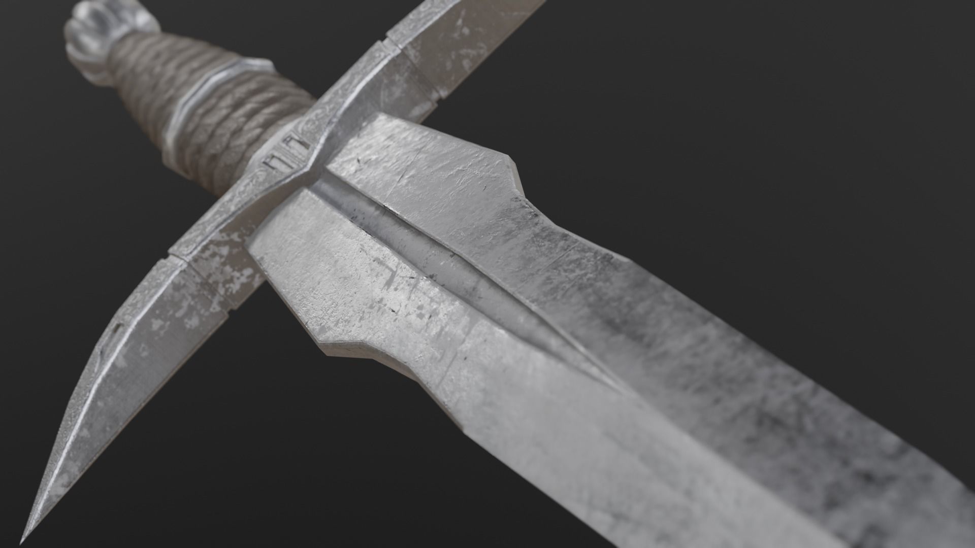 Engraved Medieval Dagger Low-poly 3D model_4