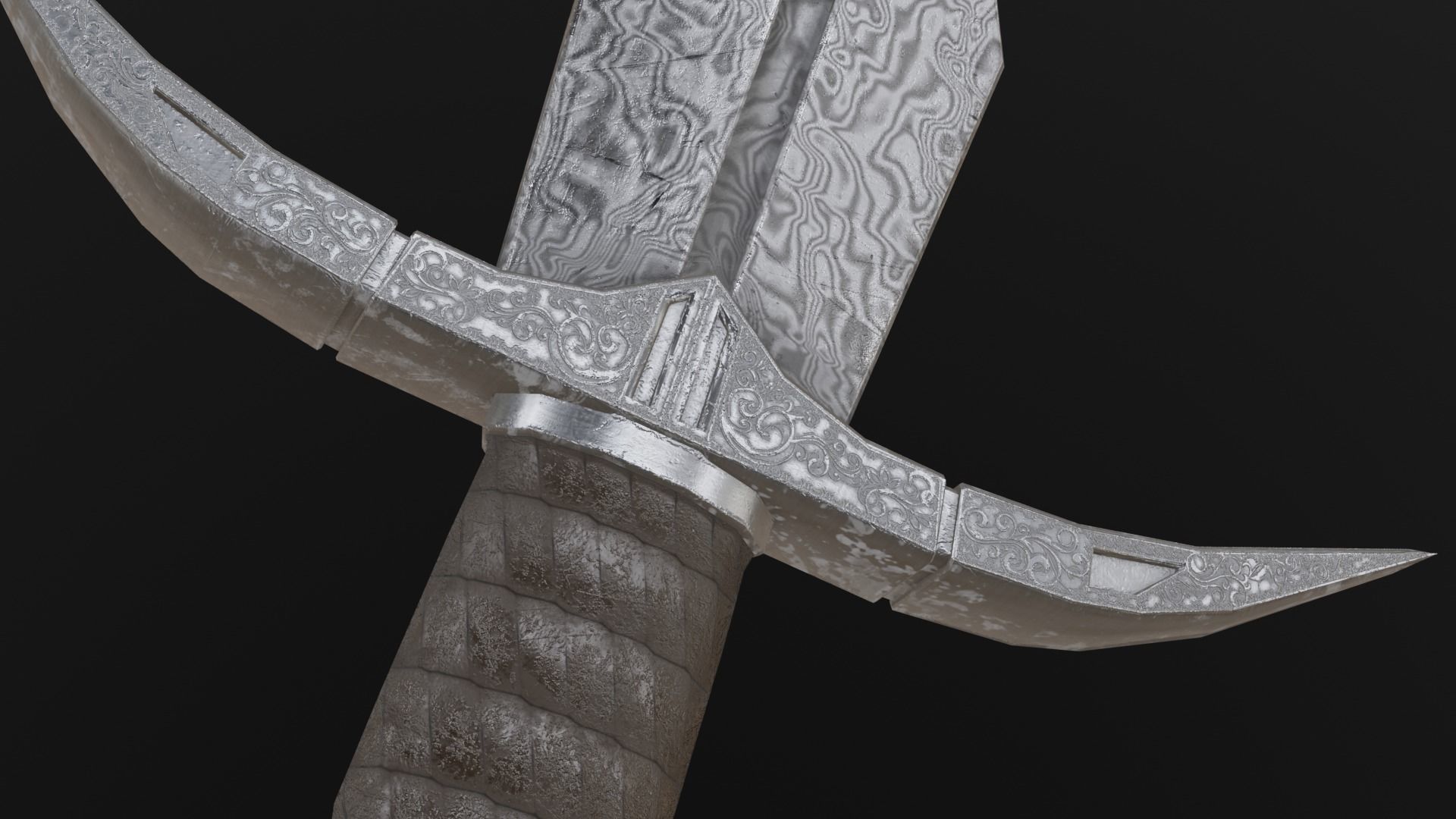 Engraved Medieval Dagger Low-poly 3D model_5