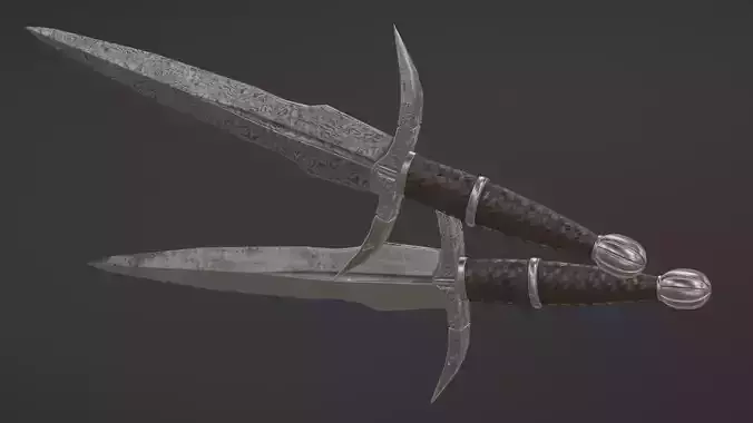 Engraved Medieval Dagger Low-poly 3D model