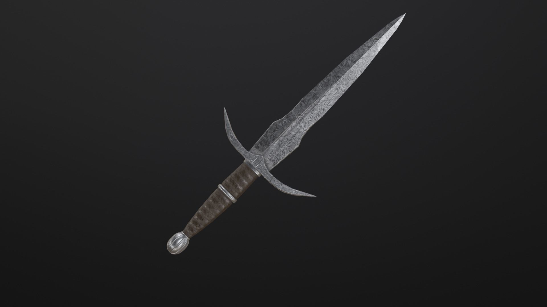 Engraved Medieval Dagger Low-poly 3D model_7