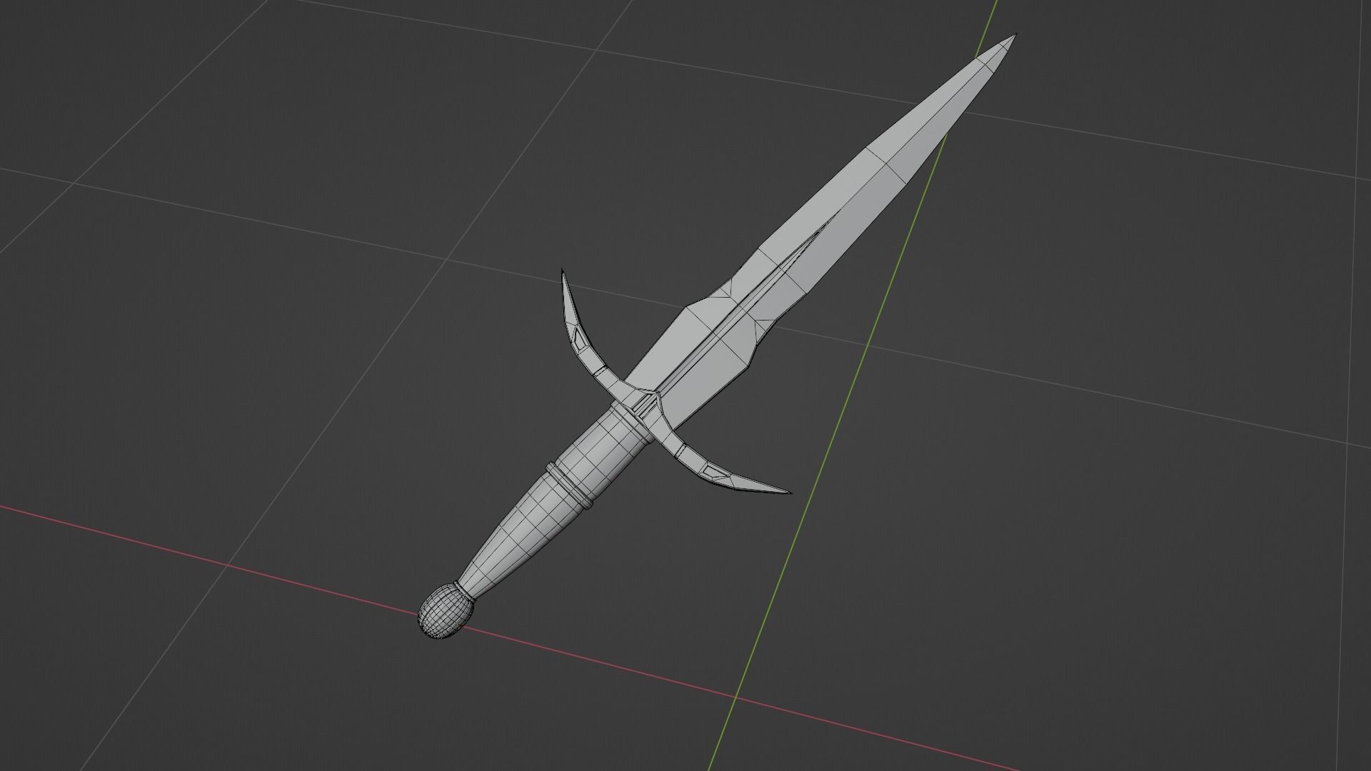 Engraved Medieval Dagger Low-poly 3D model_8
