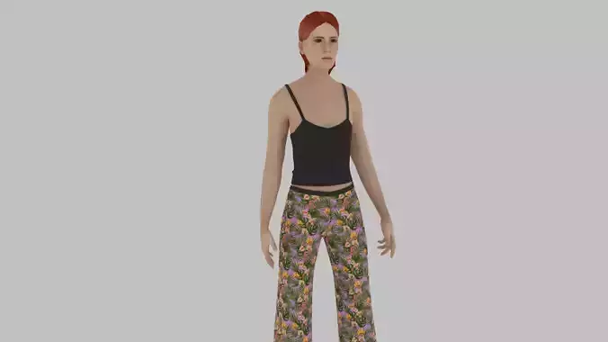 Woman in floral pants