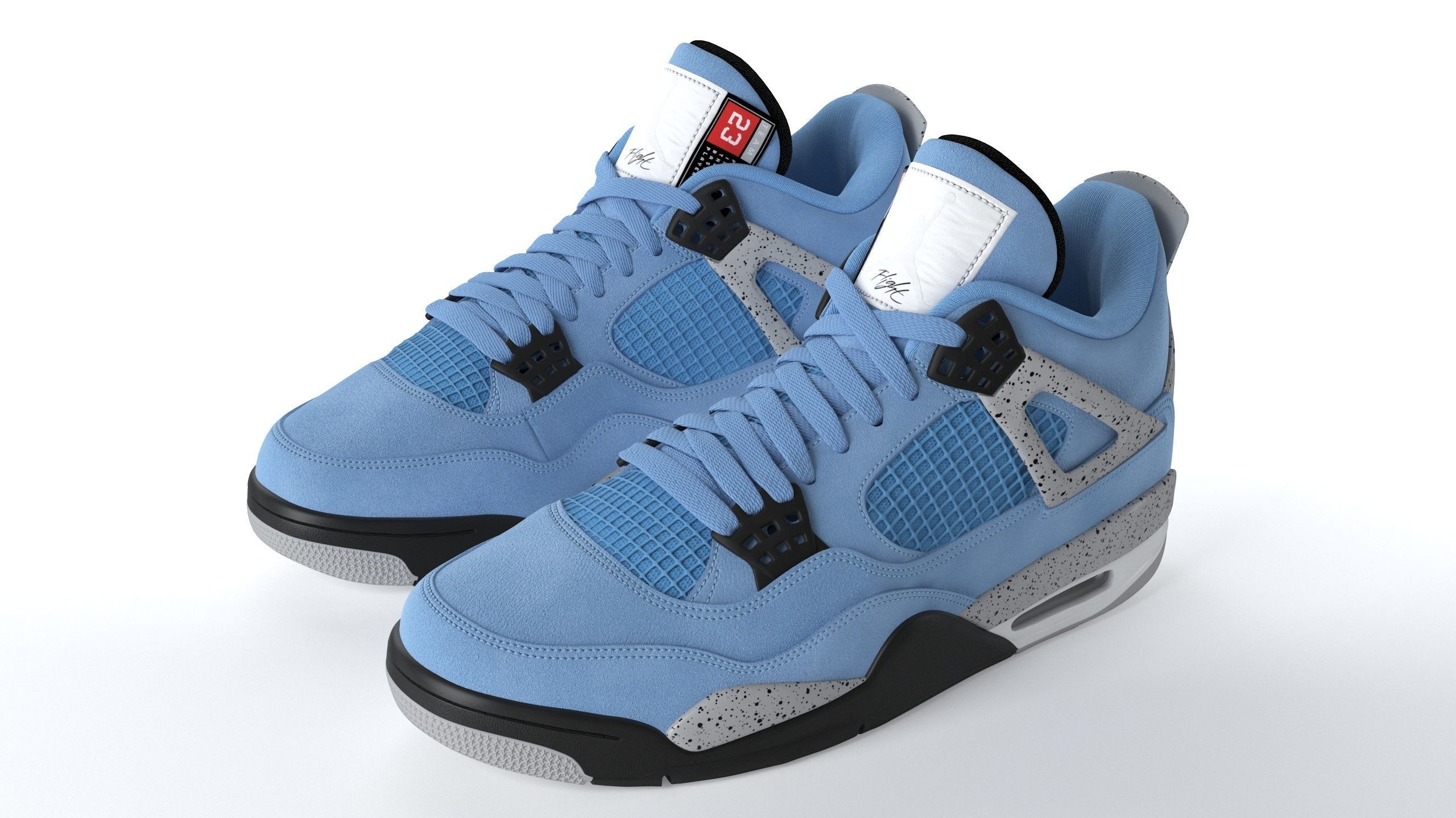 Jordan 4 Retro University Blue PBR 3D model_5
