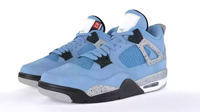 Jordan 4 Retro University Blue PBR 3D model