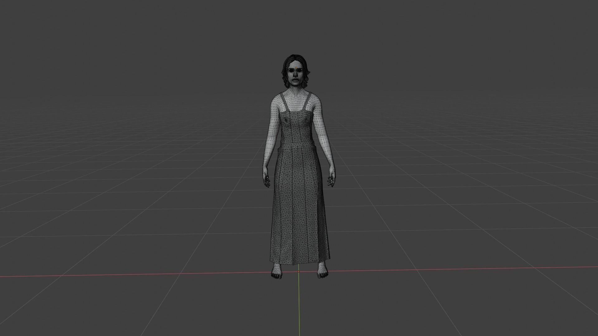 Woman in dress Low-poly 3D model_8