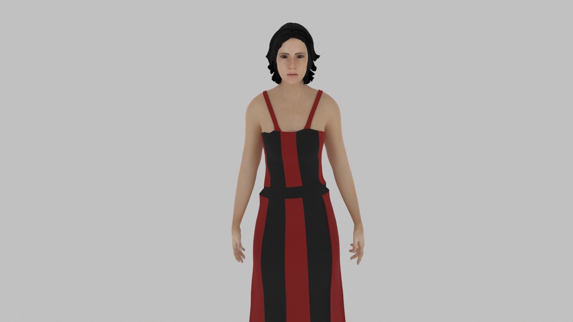 Woman in dress Low-poly 3D model_6