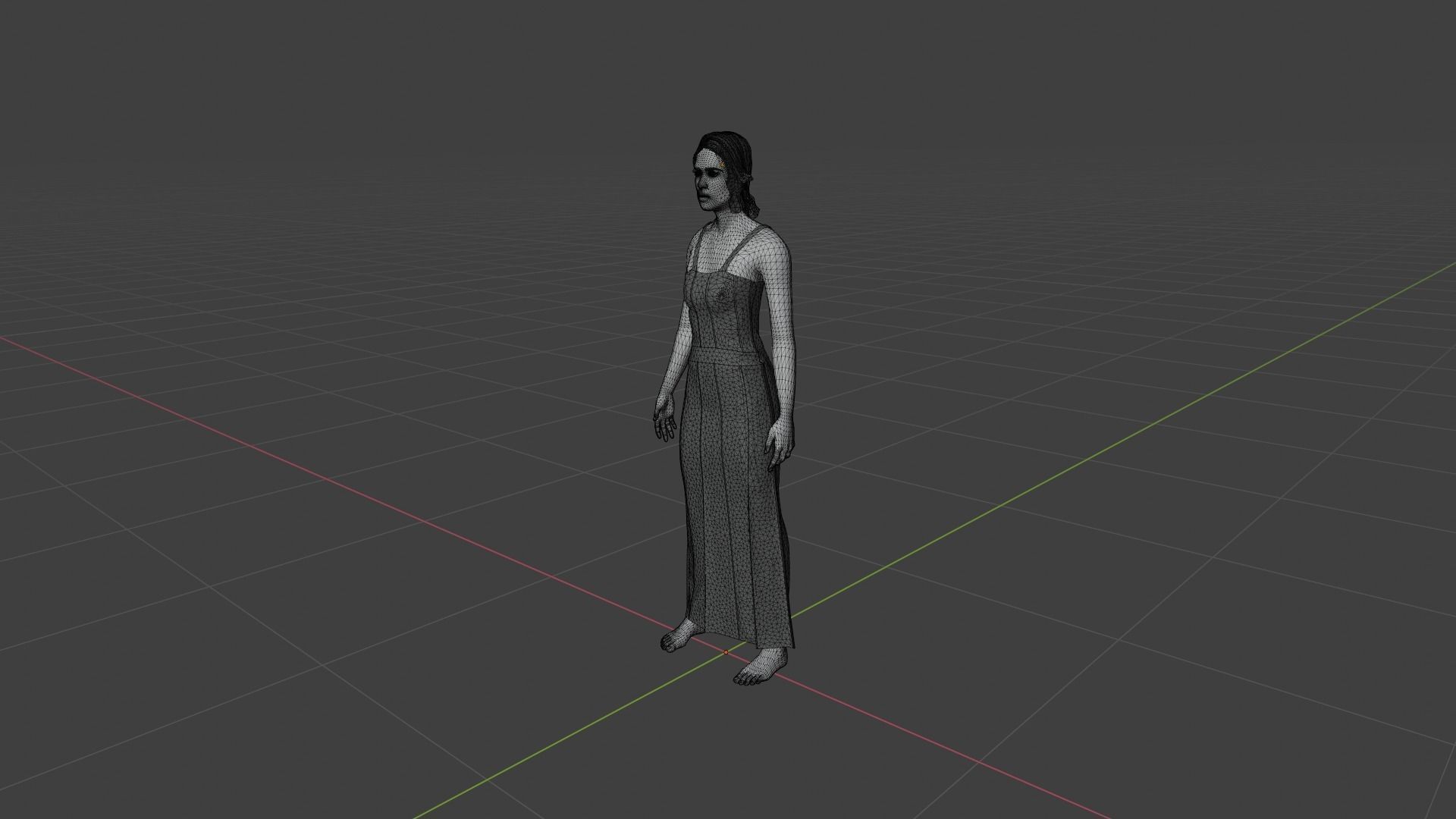 Woman in dress Low-poly 3D model_9