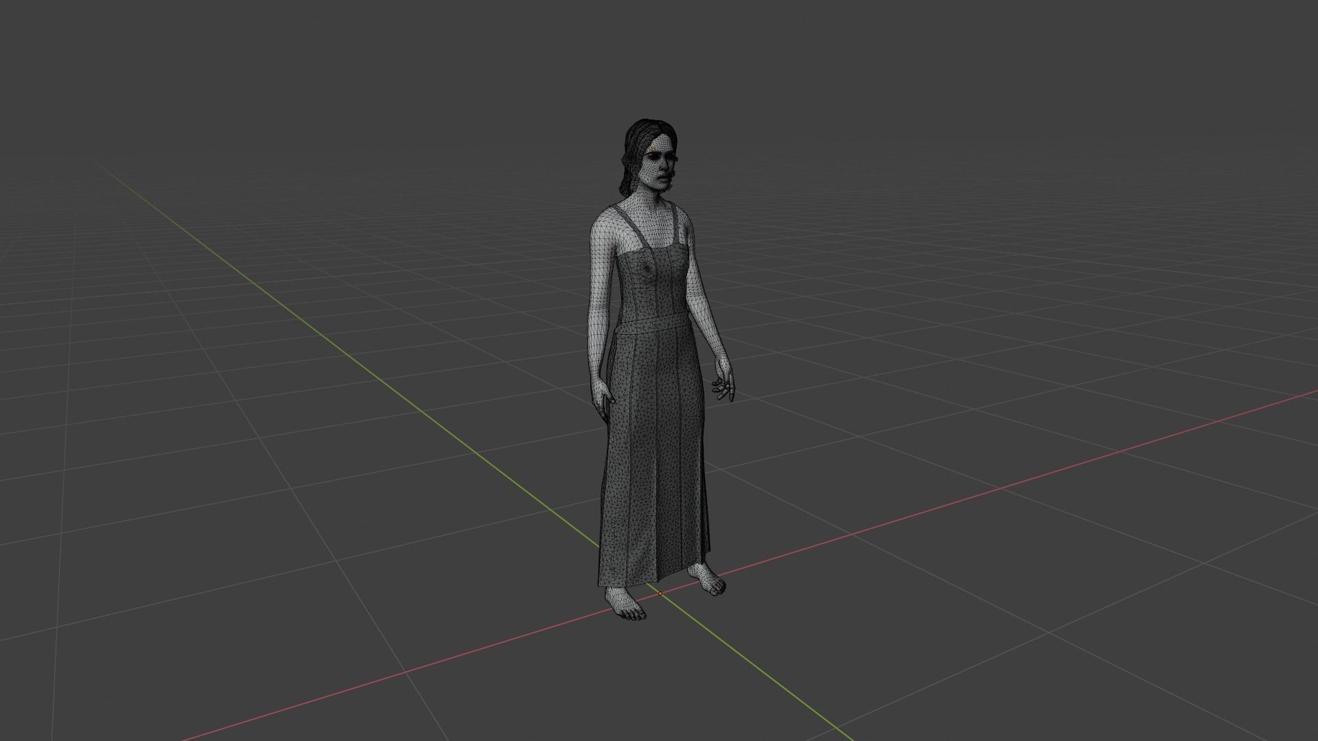 Woman in dress Low-poly 3D model_7