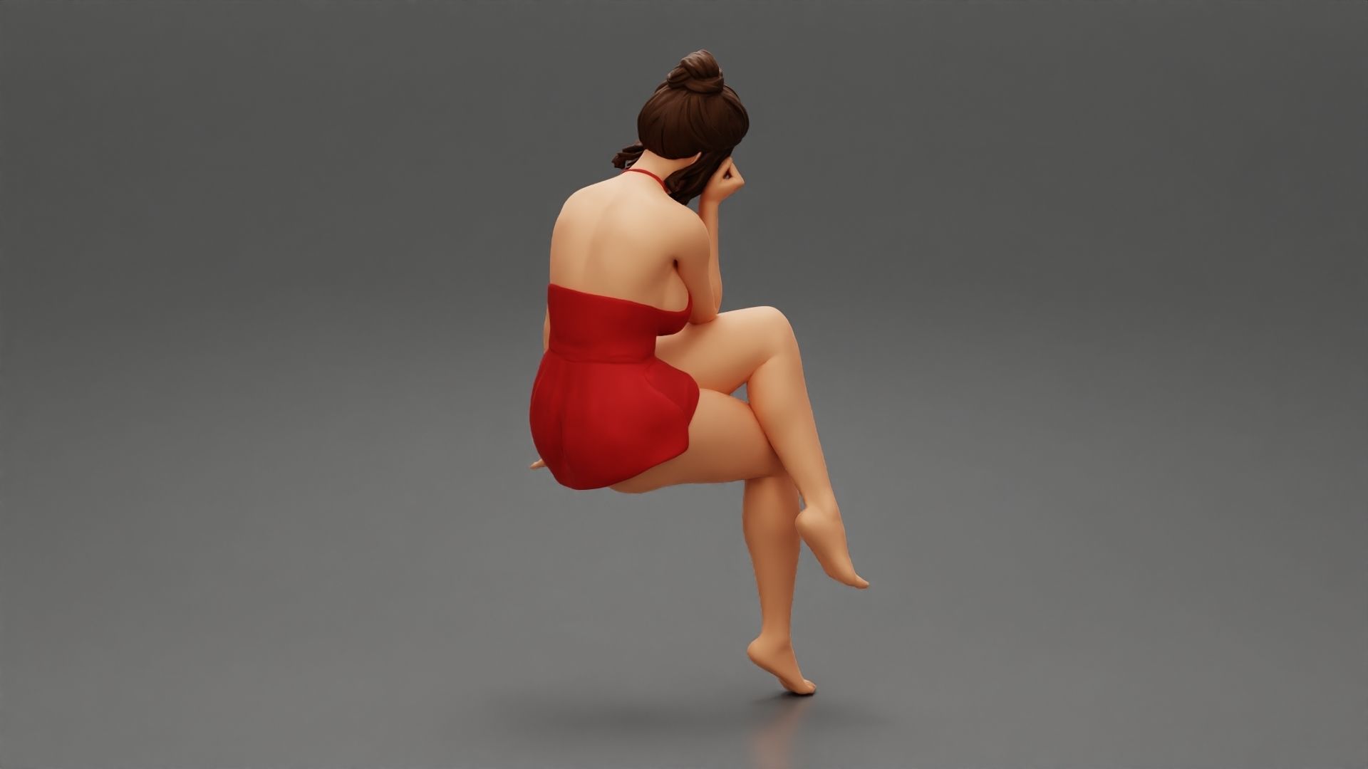 Sad Girl sitting in See through Babydoll 3D print model_3