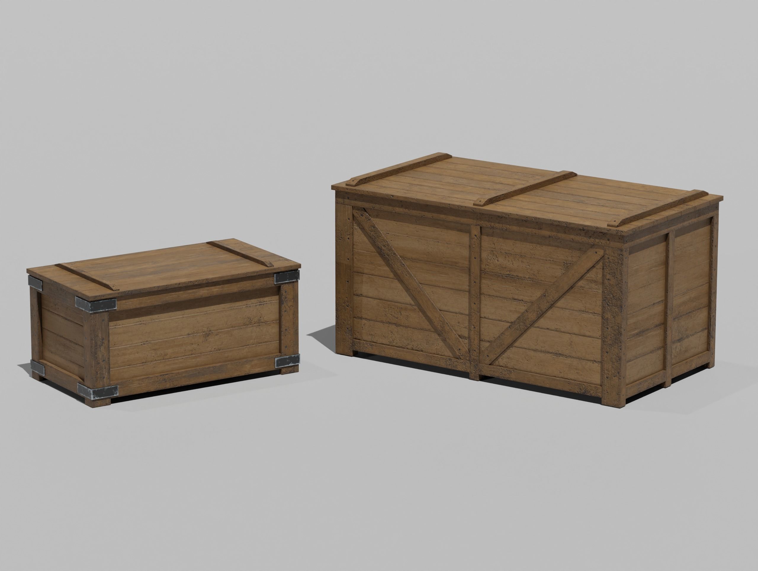 LowPoly PBR 35 Wooden Crate Barrel props Pack 3D Models Low-poly 3D model_17
