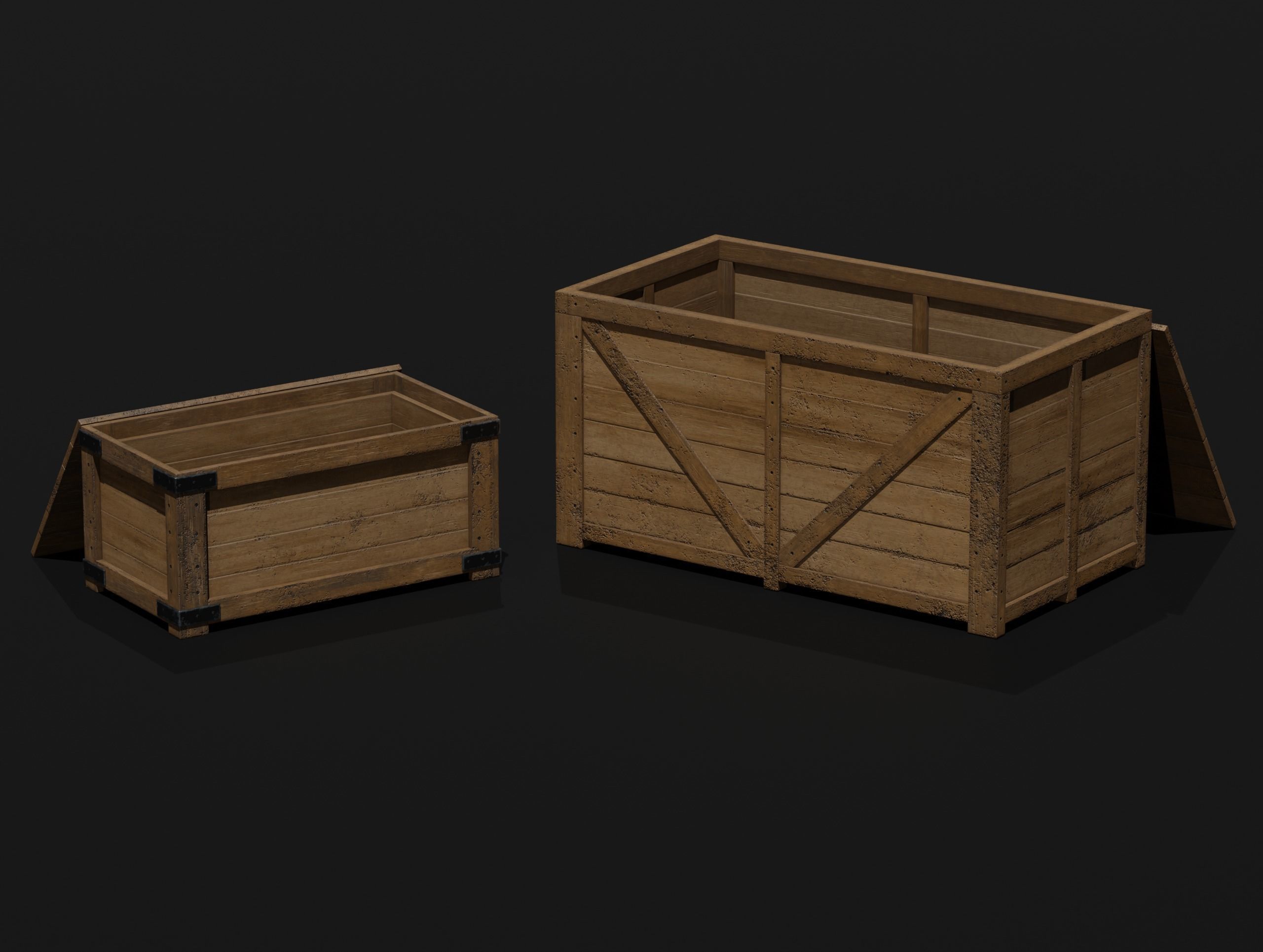 LowPoly PBR 35 Wooden Crate Barrel props Pack 3D Models Low-poly 3D model_20