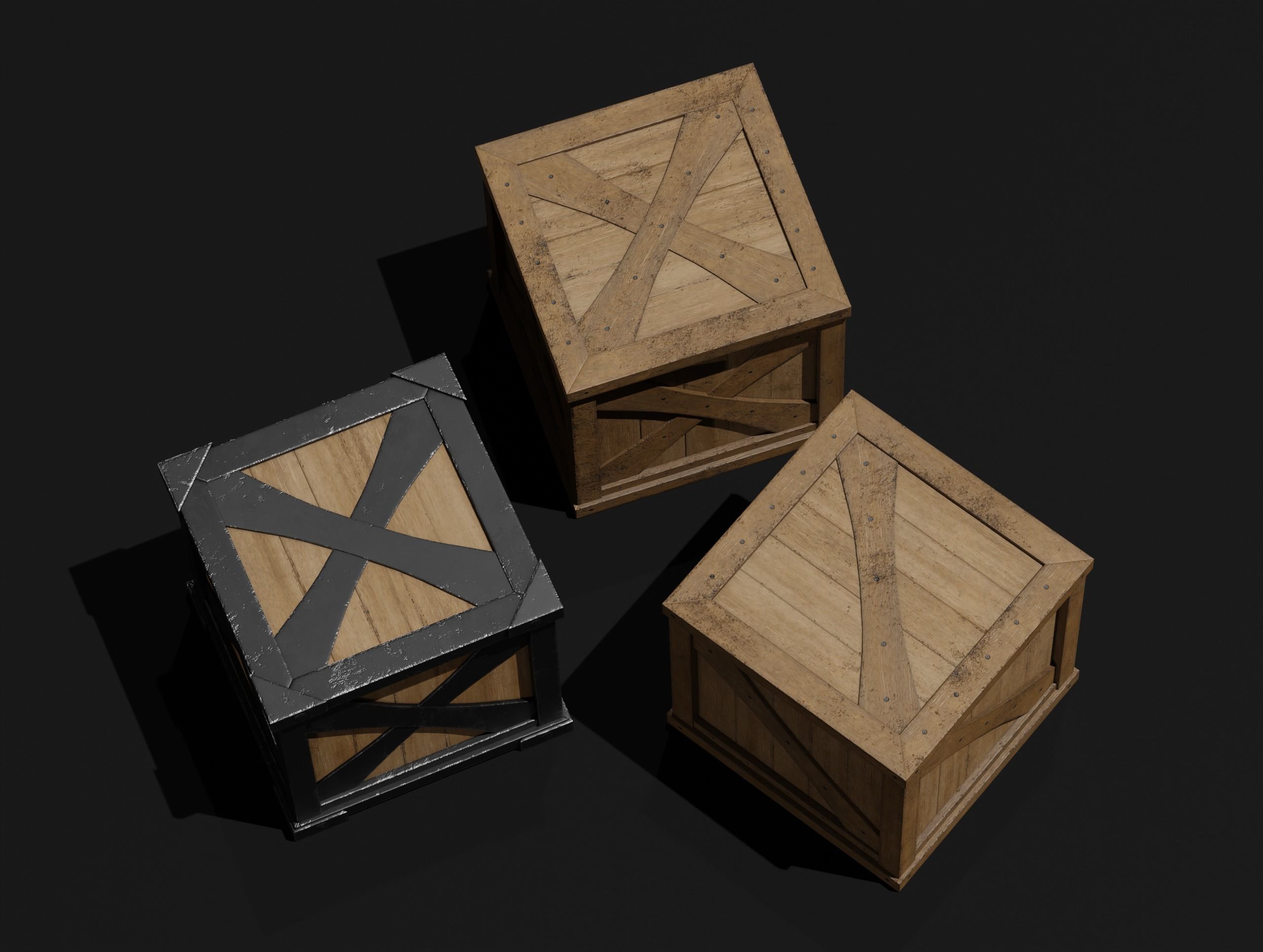 LowPoly PBR 35 Wooden Crate Barrel props Pack 3D Models Low-poly 3D model_10