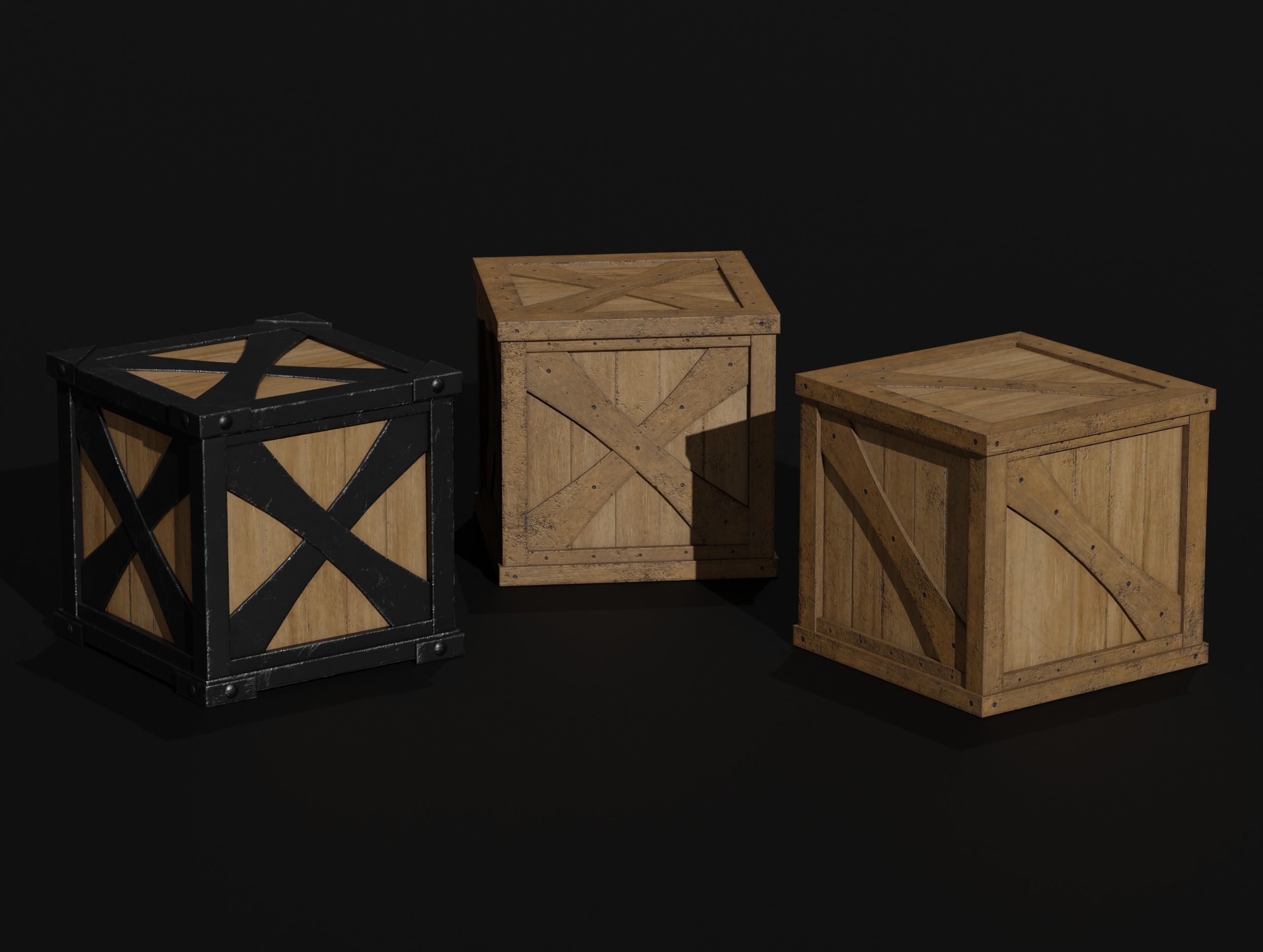 LowPoly PBR 35 Wooden Crate Barrel props Pack 3D Models Low-poly 3D model_4