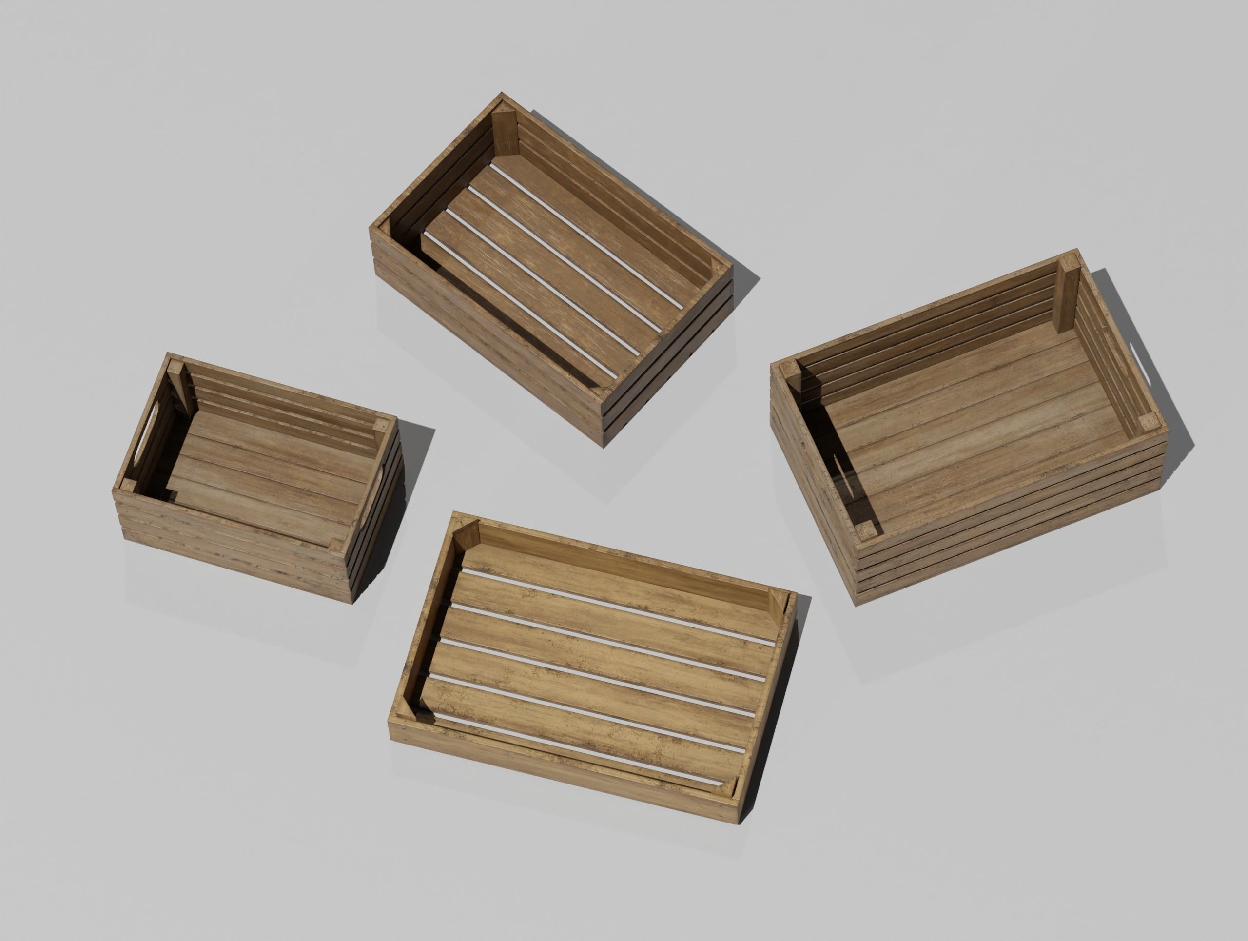 LowPoly PBR 35 Wooden Crate Barrel props Pack 3D Models Low-poly 3D model_43
