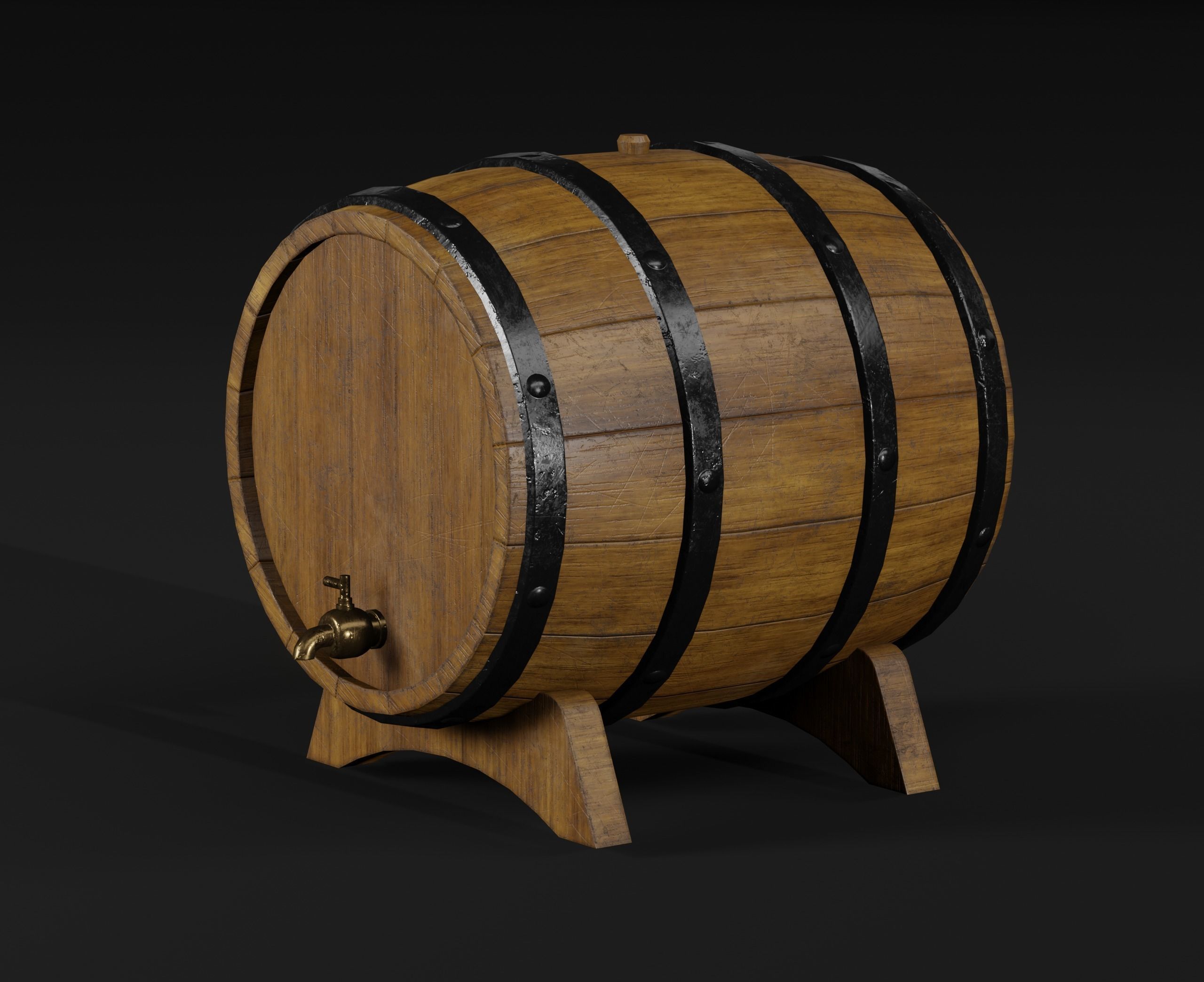 LowPoly PBR 35 Wooden Crate Barrel props Pack 3D Models Low-poly 3D model_64